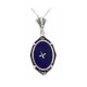Antique Victorian Style Blue Lapis Filigree Diamond Pendant - Sterling Silver - FP-549-L