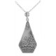Camphor Glass Crystal Filigree Pendant w/ Diamond - Sterling Silver - FP-57-CR