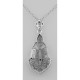 Art Deco Style Filigree Pendant w/ Blue Sapphire gemstone - Sterling Silver - FP-58-S