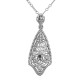 Art Deco Style Filigree Pendant w/ Blue Sapphire - Sterling Silver - FP-63-S