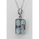 Art Deco Blue Topaz Filigree Diamond Pendant 18 Chain Sterling Silver - FP-65-BT