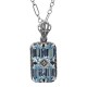Art Deco Blue Topaz Filigree Diamond Pendant 18 Chain Sterling Silver - FP-65-BT