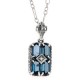 Art Deco London Blue Topaz Filigree Diamond Pendant 18 Chain Sterling Silver - FP-65-LBT