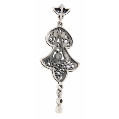 Filigree Fine White Topaz and Pearl Drop Pendant - Sterling Silver - FP-78