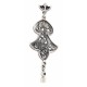 Filigree Fine White Topaz and Pearl Drop Pendant - Sterling Silver - FP-78