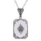 Frosted Crystal Camphor Glass Filigree Diamond Pendant Sterling Silver - FP-830-SR