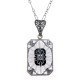Crystal / Oynx Camphor Glass Filigree Diamond Pendant Sterling Silver - FP-830-SR-O