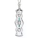Art Deco Style Emerald and White Topaz Pendant - Sterling Silver with Chain - FP-924-E