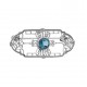 Art Deco Style Genuine London Blue Topaz Filigree Pin / Brooch - Sterling Silver - FPN-173-LBT