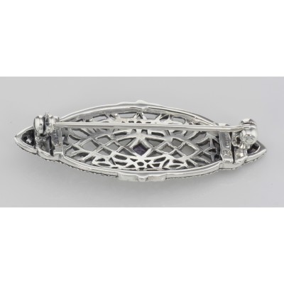 Antique Victorian Style Amethyst Pin / Brooch - Sterling Silver - FPN-109-AM