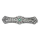 Art Deco Style Natural Emerald Filigree Bar Pin / Brooch - Sterling Silver - FPN-117-E