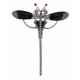 Fine Art Deco Style White Topaz Garnet  Enamel Dragonfly Pin - Sterling Silver - FPN-126-WT
