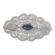 Beautiful Syn Blue Sapphire Filigree Pin / Brooch or Pendant Sterling Silver - FPN-14
