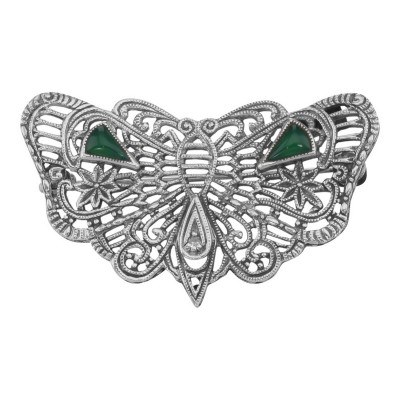 Art Deco Style Filigree Diamond Butterfly Pin - Sterling Silver - FPN-181
