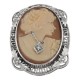 Victorian Floral Style Cameo Pin or Pendant with Diamond - Sterling Silver - FPN-200