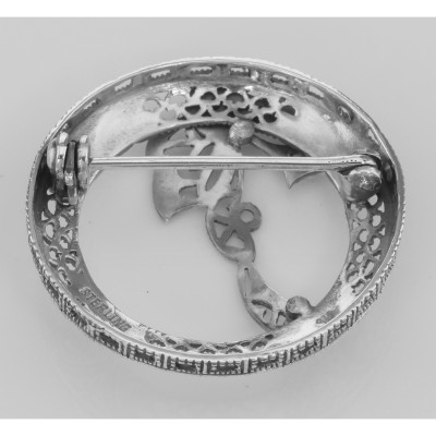 Antique Victorian Style Blue Sapphire Wreath Pin - Sterling Silver - FPN-201-S