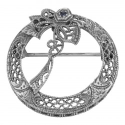 Antique Victorian Style Blue Sapphire Wreath Pin - Sterling Silver