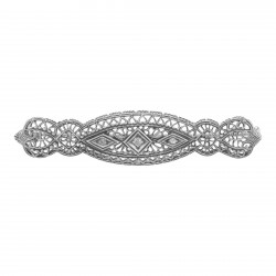 Beautiful Art Deco Style CZ Bar Pin / Brooch in Fine Sterling Silver