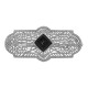 Art Deco Style Black Onyx and Diamond Pin / Brooch - Sterling Silver - FPN-222-O