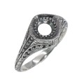 Semi Mount Art Deco Style Sterling Silver Filigree Ring 5mm Center