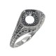 Semi Mount Art Deco Style Sterling Silver Filigree Ring 5mm Center - FR-116-SEMI