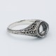 Semi Mount Art Deco Style Sterling Silver Filigree Ring 5mm Center - FR-116-SEMI