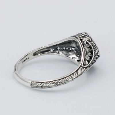 Semi Mount Art Deco Style Sterling Silver Filigree Ring 5mm Center - FR-116-SEMI