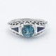 Art Deco Filigree London Blue Topaz Ring with Natural Sapphire Accents Sterling Silver - FR-118-LBT