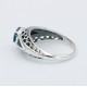 Art Deco Filigree London Blue Topaz Ring with Natural Sapphire Accents Sterling Silver - FR-118-LBT