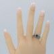 Art Deco Filigree London Blue Topaz Ring with Natural Sapphire Accents Sterling Silver - FR-118-LBT
