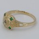 Art Deco Style Semi Mount 2mm Center with Natural Emeralds Accents Filigree Ring 14kt Yellow Gold - FR-1269-SEMI-E-YG
