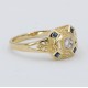 Art Deco Style Semi Mount 2mm Center with Blue Sapphire Accents Filigree Ring 14kt Yellow Gold - FR-1269-SEMI-S-YG