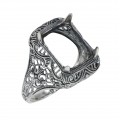 Art Deco Semi Mount Filigree Ring will hold 10 x 12mm Octagon Shaped Gemstone - Sterling Silver