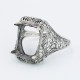 Art Deco Semi Mount Filigree Ring will hold 10 x 12mm Octagon Shaped Gemstone - Sterling Silver - FR-15-SEMI