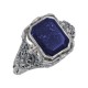 Vintage Inspired Black Onyx and Lapis Filigree Flip Ring - Sterling Silver - FR-175-O-L