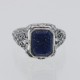 Vintage Inspired Black Onyx and Lapis Filigree Flip Ring - Sterling Silver - FR-175-O-L