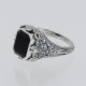 Vintage Inspired Black Onyx and Lapis Filigree Flip Ring - Sterling Silver - FR-175-O-L
