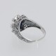 Vintage Inspired Black Onyx and Lapis Filigree Flip Ring - Sterling Silver - FR-175-O-L