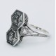Art Deco Two Stone 5mm & 6mm Sterling Silver Semi Mount Filigree Ring - FR-1839-SEMI