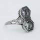 Art Deco Two Stone 5mm & 6mm Sterling Silver Semi Mount Filigree Ring - FR-1839-SEMI