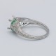 Art Deco Semi Mount for 7mm Filigree Ring Diamond and Emerald Accents 14kt White Gold - FR-1841-E-D-SEMI-WG