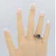 Art Deco Style 7mm London Blue Topaz Filigree Ring w/ Sapphire and Topaz accents Sterling Silver - FR-1841-S-LBT