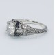 Art Deco Style White Topaz Filigree Ring w/ Blue Sapphire Sterling Silver - FR-1841-S-WT
