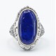 Victorian Style Lapis Diamond and Onyx Filigree Flip Ring Sterling Silver - FR-192-O-L