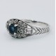 Art Deco Style Filigree London Blue Topaz and White Topaz Ring Sterling Silver - FR-3-LBT-WT Art Deco Style Filigree London Blue Topaz and White Topaz Ring Sterling Silver - FR-3-LBT-WT