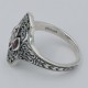Art Deco Style Filigree Diamond Ring w/ 4 Natural Rubies - Sterling Silver - FR-931-R