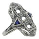 Art Deco Style Semi Mount Ring w/ Sapphire Accents - Sterling Silver - FR-1008-SEMI-S