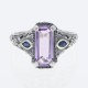 Art Deco Style Amethyst Filigree Ring w/ Sapphire Accents - Sterling Silver - FR-1009-AM-S