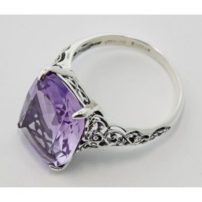Fantastic Victorian Style Amethyst Filigree Ring - Sterling Silver - FR-101-AM