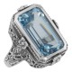 Victorian Style 5.5 Carat Blue Topaz Filigree Ring - Sterling Silver - FR-1011-BT